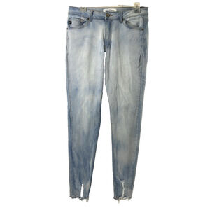 Kancan Jeans Womens Size 30‎ Light Wash Denim Skinny Raw Hem Stretch High Rise